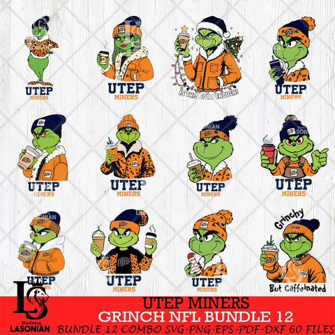 UTEP Miners Grinch NFL Bundle 12 SVG Eps Dxf Png File, Digital Download, Instant Download