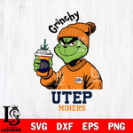 UTEP Miners Grinchy Bougie Christmas Cut Files Cricut, Svg Dxf Eps Png file, Digital download , Silhouette