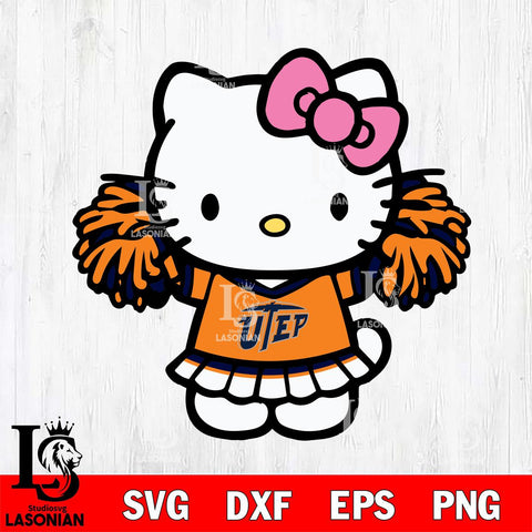 UTEP Miners Hello Kitty Cheerleader 3 Svg Eps Dxf Png File, Digital Download, Instant Download