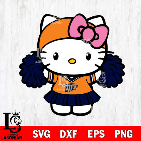 UTEP Miners Hello Kitty Cheerleader 5 Svg Eps Dxf Png File, Digital Download, Instant Download