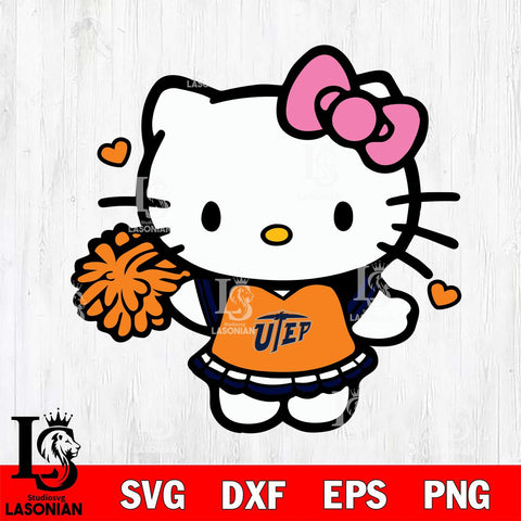 UTEP Miners Hello Kitty Cheerleader 6 Svg Eps Dxf Png File, Digital Download, Instant Download