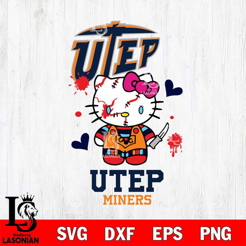 UTEP Miners Hello Kitty Horror 2 Svg Eps Dxf Png File, Digital Download