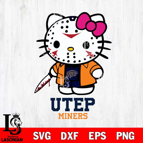 UTEP Miners Hello Kitty Horror 3 Svg Eps Dxf Png File, Digital Download
