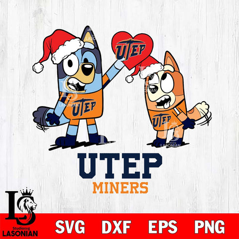 UTEP Miners Love Bluey Christmas Svg Eps Dxf Png File, Digital Download