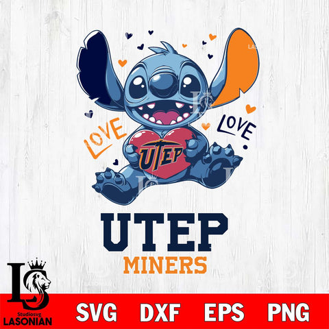 UTEP Miners Love Stitch, Svg Eps Dxf Png File, Digital Download