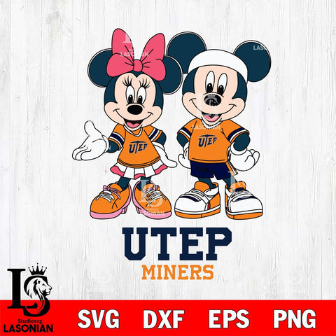 UTEP Miners Mickey And Minnie Football Svg Eps Dxf Png File, NCAA svg , Digital Download , Instant Download, Cricut File