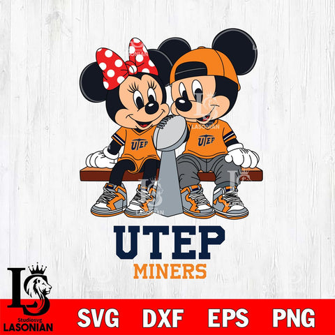 UTEP Miners Mickey And Minnie Football Champions Svg Eps Dxf Png File, NCAA svg , Digital Download , Instant Download, Cricut File