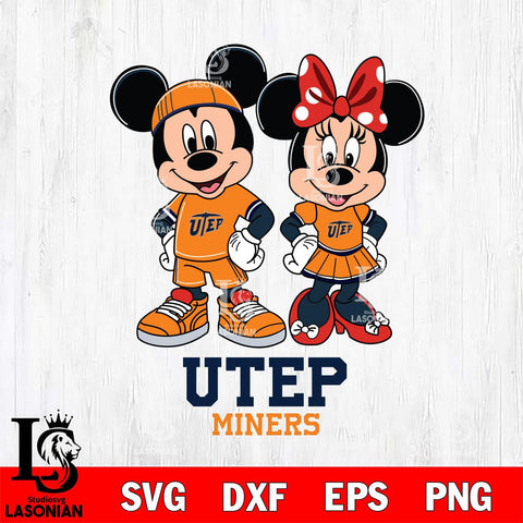 UTEP Miners Mickey And Minnie Rugby Svg Eps Dxf Png File, NCAA svg , Digital Download , Instant Download, Cricut File