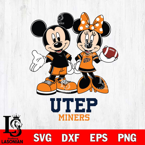 UTEP Miners Mickey Minnie Football Svg Eps Dxf Png File, NCAA svg , Digital Download , Instant Download, Cricut File