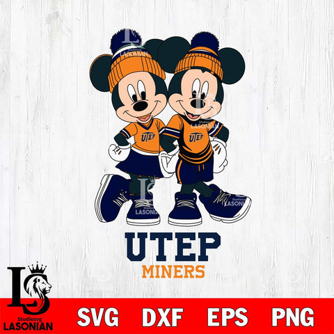 UTEP Miners Mickey Minnie Valentine Football Svg Eps Dxf Png File, NCAA svg , Digital Download , Instant Download, Cricut File