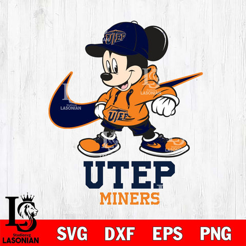 UTEP Miners Mickey Mouse NIKE, Svg Eps Dxf Png File, Digital Download