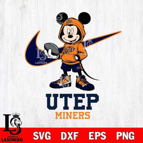 UTEP Miners Mikey Mouse Disney NIKE, Svg Eps Dxf Png File, Digital Download