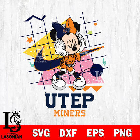 UTEP Miners Minnie Mouse Dancing SVG DXF EPS PNG FILE, NCAA File Cut,Digital Download,Instant Download