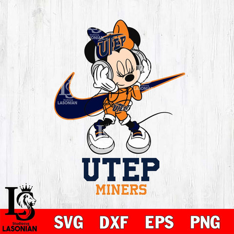 UTEP Miners Minnie Mouse Dancing NIKE, Svg Eps Dxf Png File, Digital Download