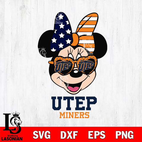 UTEP Miners Minnie Mouse Love 2, Svg Eps Dxf Png File, Digital Download