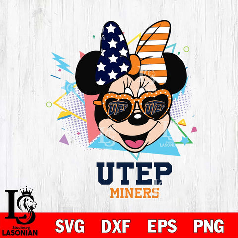 UTEP Miners Minnie Mouse Love Sport SVG DXF EPS PNG FILE, NCAA File Cut,Digital Download,Instant Download