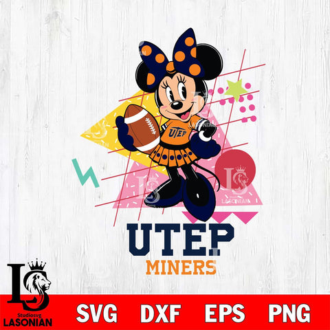UTEP Miners Minnie Mouse Sport SVG DXF EPS PNG FILE, NCAA File Cut,Digital Download,Instant Download