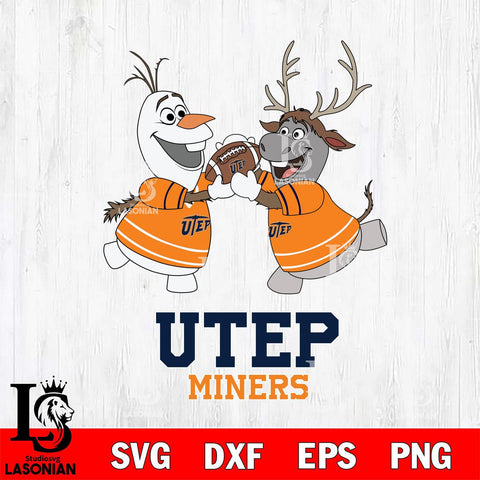 UTEP Miners Olaf & Sven Football Cricut,Christmas SVG DXF EPS PNG FILE, NCAA Digital Download,Instant Download, Silhouette