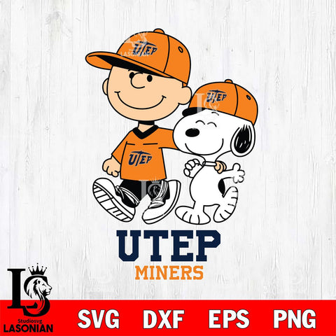 UTEP Miners Peanuts Snoopy Friends SVG DXF EPS PNG FILE,Snoopy File Cut, NCAA Digital Download,Instant Download,Christmas Silhouette