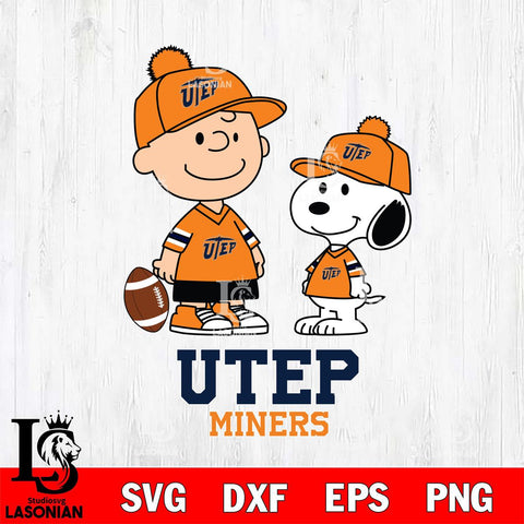 UTEP Miners Peanuts Snoopy Friends Football SVG DXF EPS PNG FILE,Snoopy File Cut, NCAA Digital Download,Instant Download,Christmas Silhouette