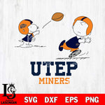 UTEP Miners Peanuts play football SVG DXF EPS PNG FILE,Snoopy File Cut, NCAA Digital Download,Instant Download,Christmas Silhouette