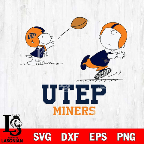 UTEP Miners Peanuts play football SVG DXF EPS PNG FILE,Snoopy File Cut, NCAA Digital Download,Instant Download,Christmas Silhouette