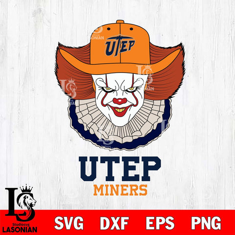 UTEP Miners Pennywise Horror Sport 12 Svg Eps Dxf Png File, Digital Download