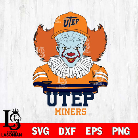 UTEP Miners Pennywise Horror Sport 2 Svg Eps Dxf Png File, Digital Download