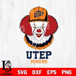 UTEP Miners Pennywise Horror Sport 4 Svg Eps Dxf Png File, Digital Download