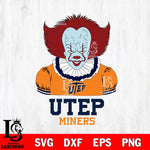 UTEP Miners Pennywise Horror Sport 5 Svg Eps Dxf Png File, Digital Download