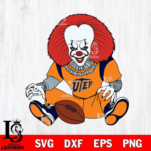 UTEP Miners Pennywise Horror Sport 6 Svg Eps Dxf Png File, Digital Download