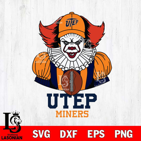 UTEP Miners Pennywise Horror Sport 9 Svg Eps Dxf Png File, Digital Download