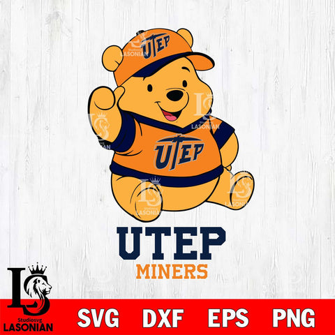 UTEP Miners Pooh Bear Disney, Svg Eps Dxf Png File, Digital Download