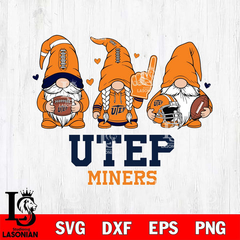 UTEP Miners Rugby Gnome File Cut, NCAA SVG, Digital Download , Criucut , Silhouette