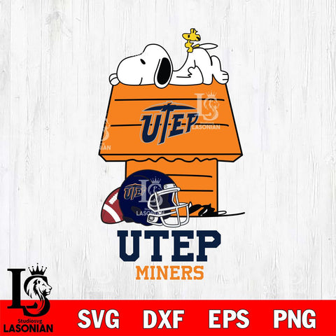 UTEP Miners Snoopy Chill Football SVG DXF EPS PNG FILE,Snoopy File Cut, NCAA Digital Download,Instant Download,Christmas Silhouette