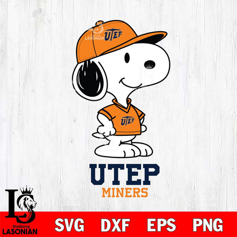 UTEP Miners Snoopy Football sport SVG DXF EPS PNG FILE,Snoopy File Cut, NCAA Digital Download,Instant Download,Christmas Silhouette