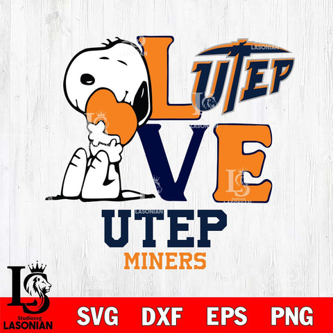 UTEP Miners Snoopy Sport 10 Svg Eps Dxf Png File, Digital Download