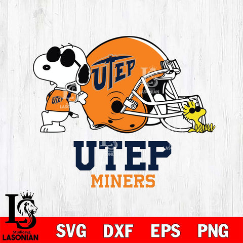 UTEP Miners Snoopy Sport 2 Svg Eps Dxf Png File, Digital Download