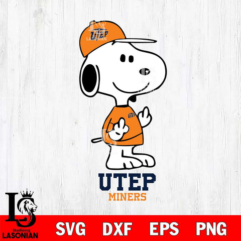 UTEP Miners Snoopy Sport 8 Svg Eps Dxf Png File, Digital Download