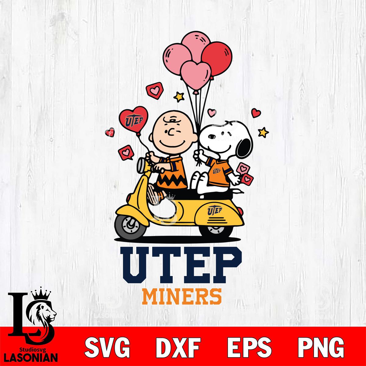 UTEP Miners Snoopy and Charlie Brown Valentine File Cut, NCAA SVG DXF ...