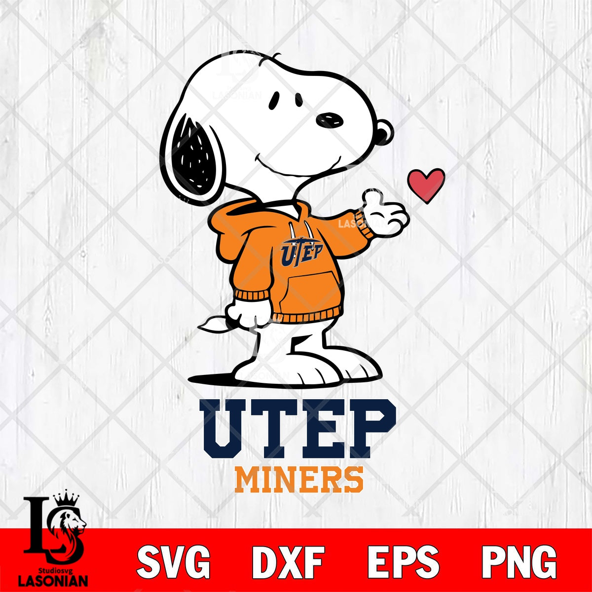 UTEP Miners Snoopy cute valentine File cut , Criucut , Silhouette ...