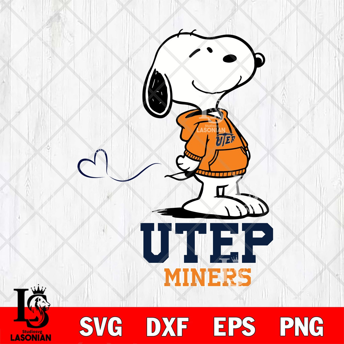 UTEP Miners Snoopy valentine File cut , Criucut , Silhouette ,Digital ...