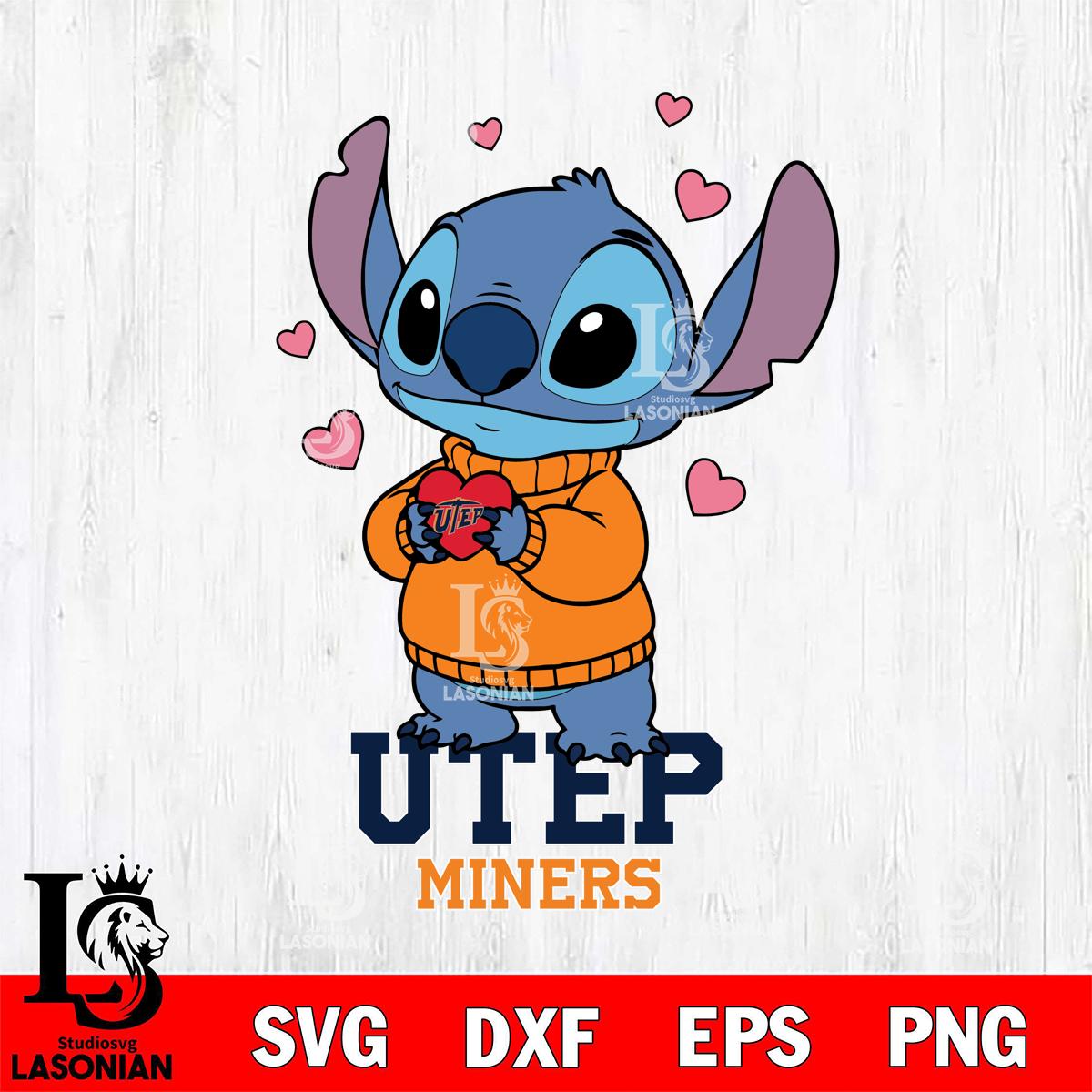 UTEP Miners Stitch Valentine Digital Download, NCAA SVG DXF EPS PNG PDF ...