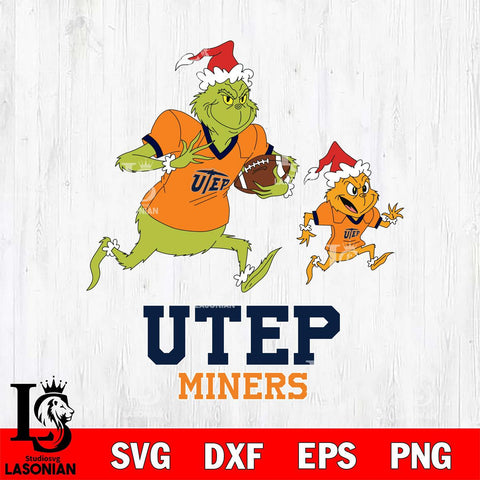 UTEP Miners The Grinch & Max Football Cricut,Christmas SVG DXF EPS PNG FILE, NCAA Digital Download,Instant Download, Silhouette