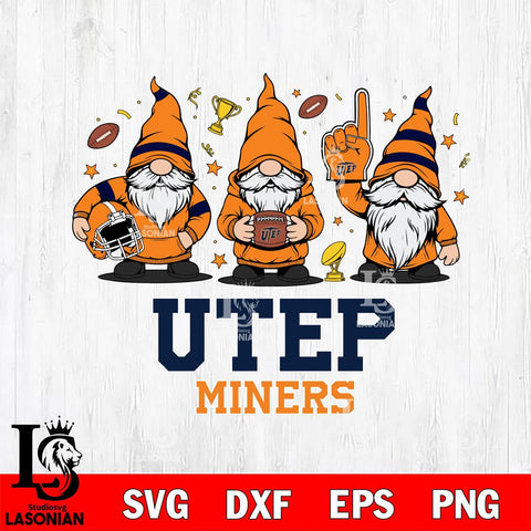 UTEP Miners Three Gnome FAN File Cut, NCAA SVG, Digital Download , Criucut , Silhouette