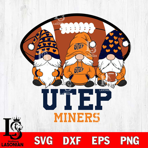 UTEP Miners Three Gnome Football File Cut, NCAA SVG, Digital Download , Criucut , Silhouette