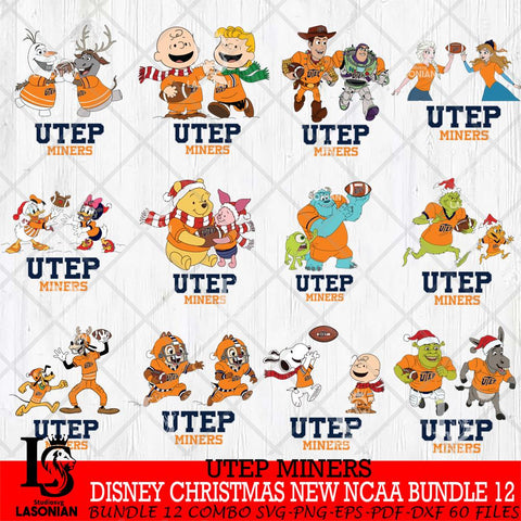 UTEP Miners  Disney Christmas New NCAA Bundle 12 Cricut,Christmas SVG DXF EPS PNG FILE, BUNDLE NCAA Digital Download,Instant Download, Silhouette