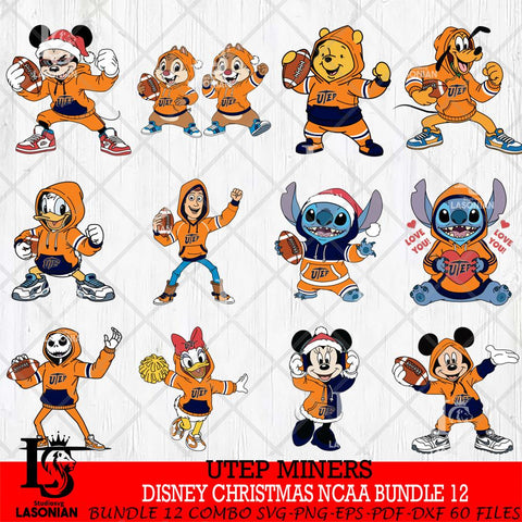 UTEP Miners  Disney christmas NCAA Bundle File Cut, Bundle NCAA SVG DXF EPS PNG FILE, Digital Download , Criucut , Silhouette