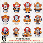 UTEP Miners  Pennywise Horror NCAA Bundle 12 SVG Svg Eps Dxf Png File, Digital Download