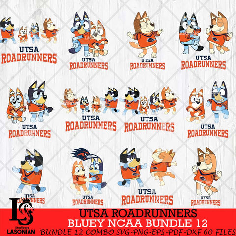 UTSA Roadrunners Bluey Dace Mode NCAA Bundle 12 SVG Eps Dxf Png File, Digital Download, Instant Download